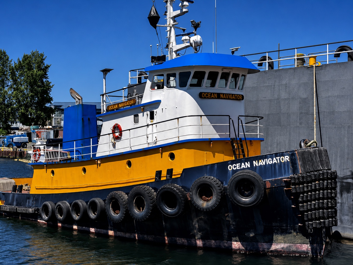 The tugboat Ocean Navigator moored on the Seattle waterfront